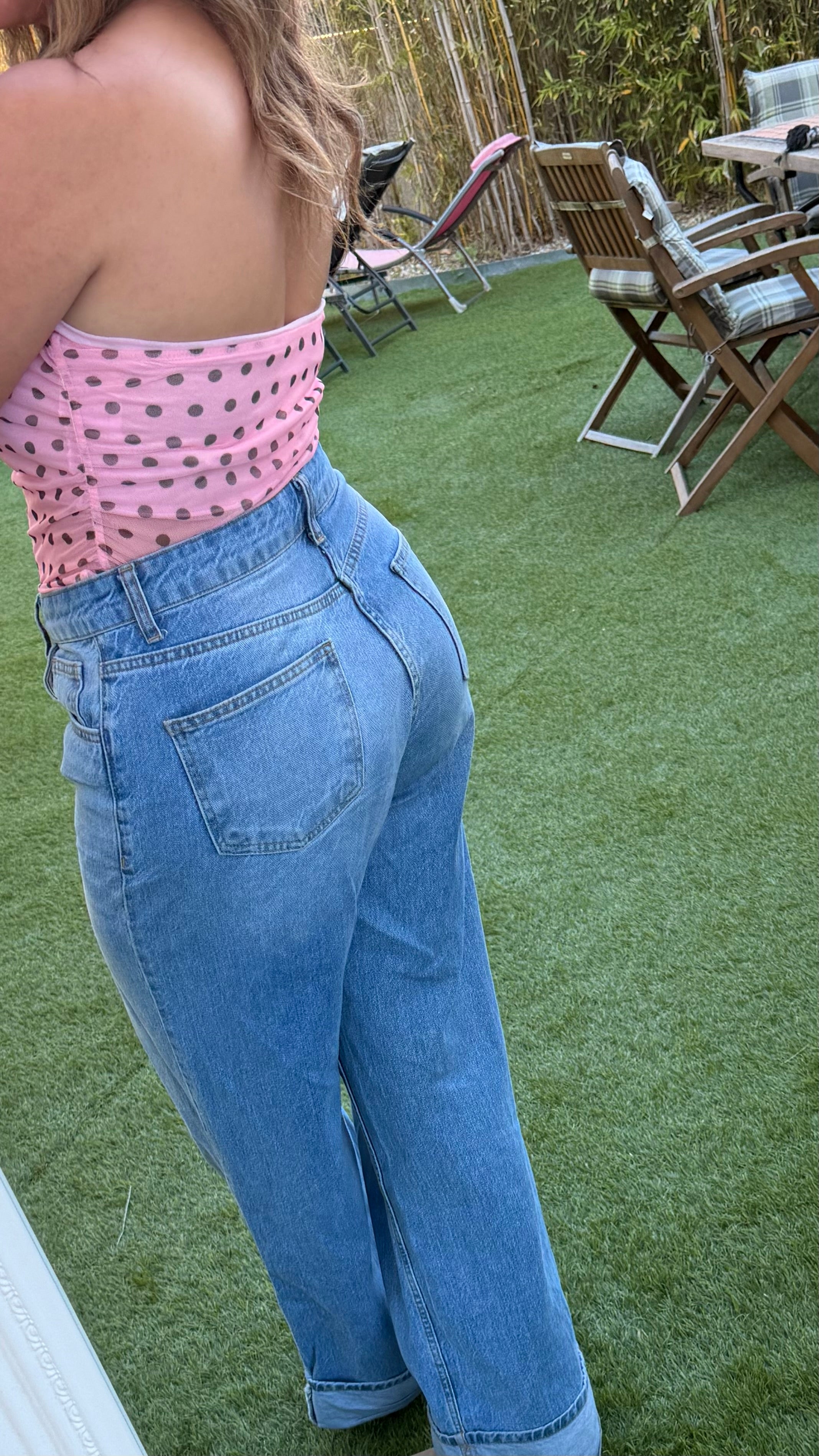 Top à pois rose
