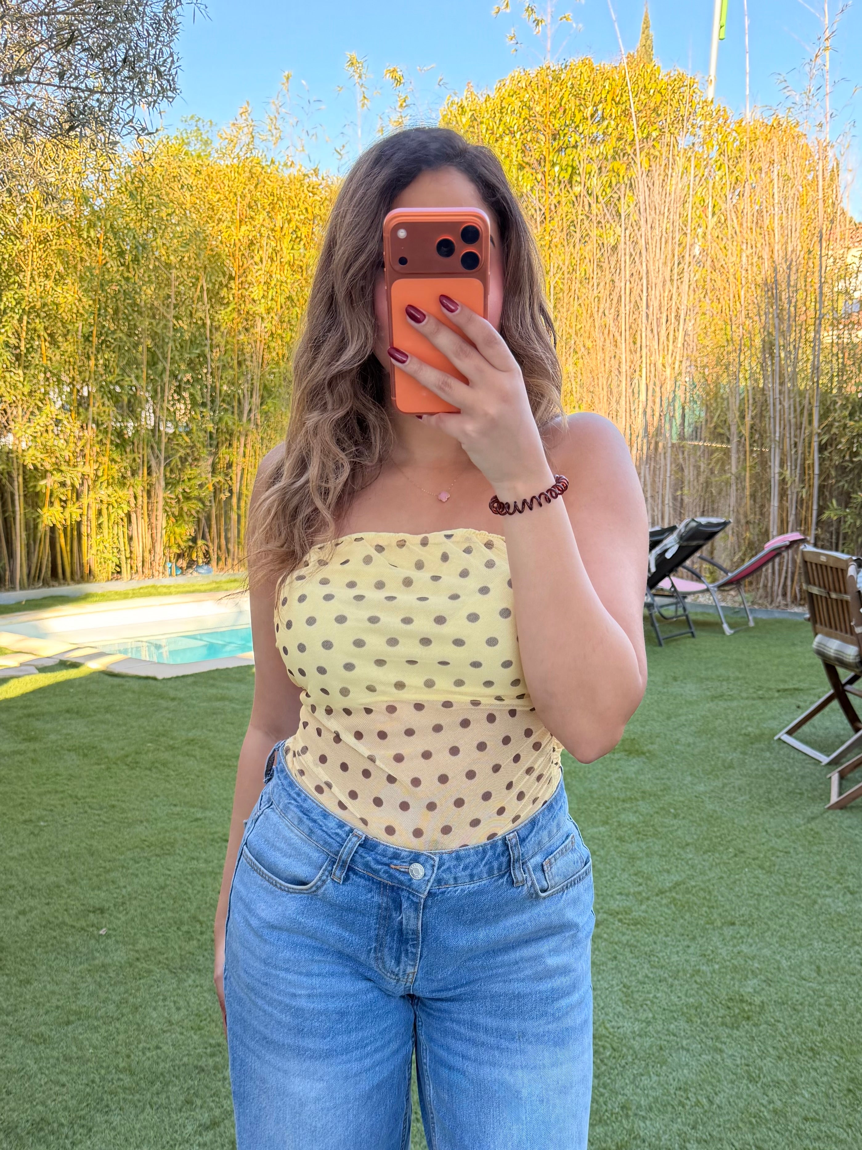 Bustier à pois jaune